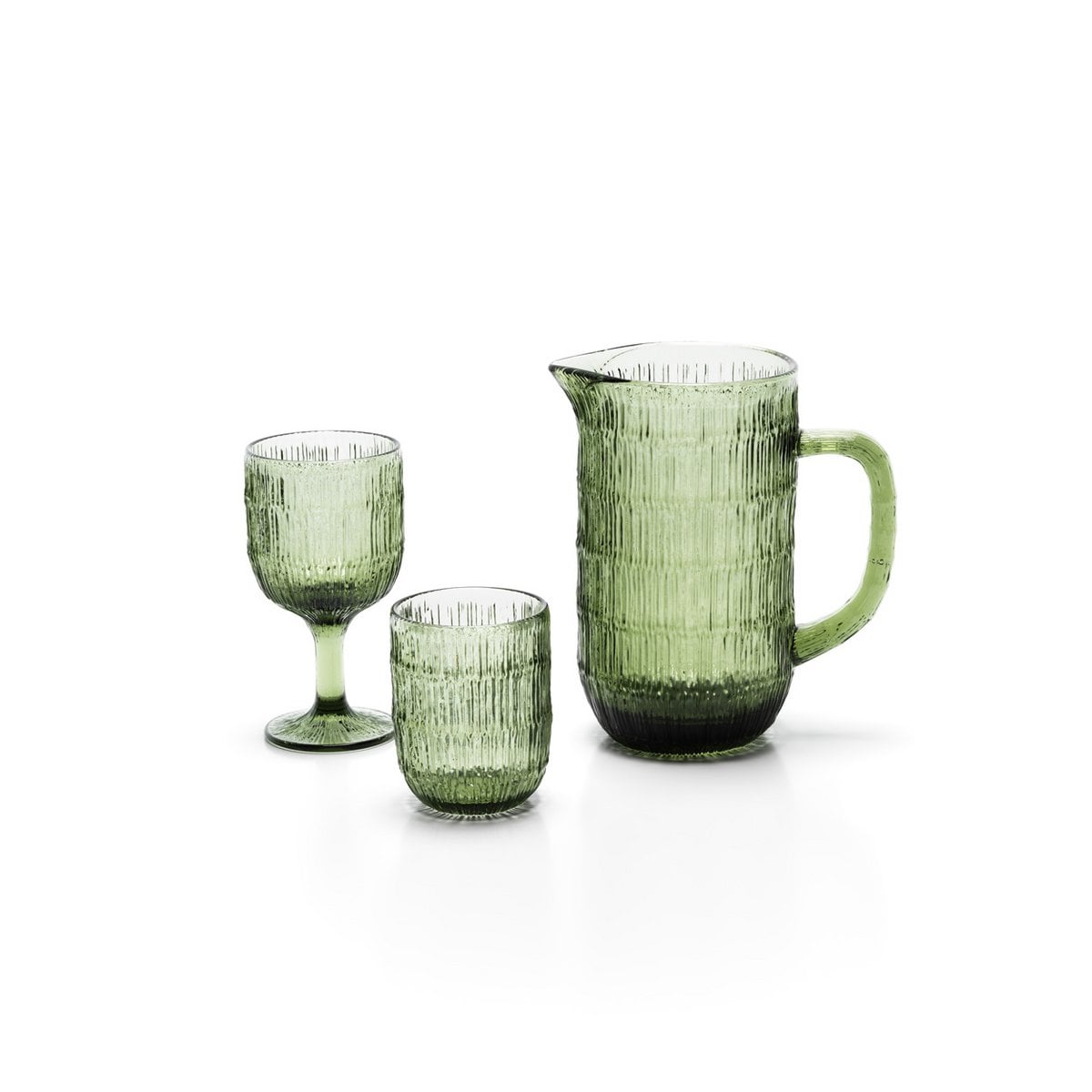 Wasserglas aus grünem Rippglas 10 cm | VIA X SELECTION