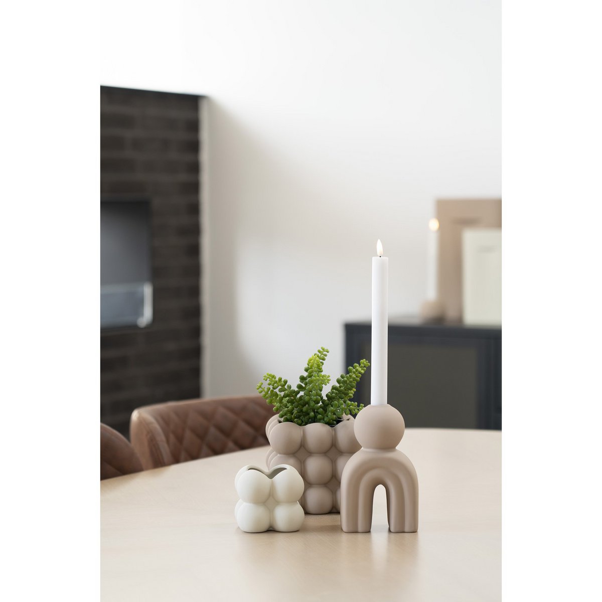 Kleines Pflanzgefäß aus Steinzeug, Grau, 9 ×, 9 × 8 cm | VIA X SELECTION