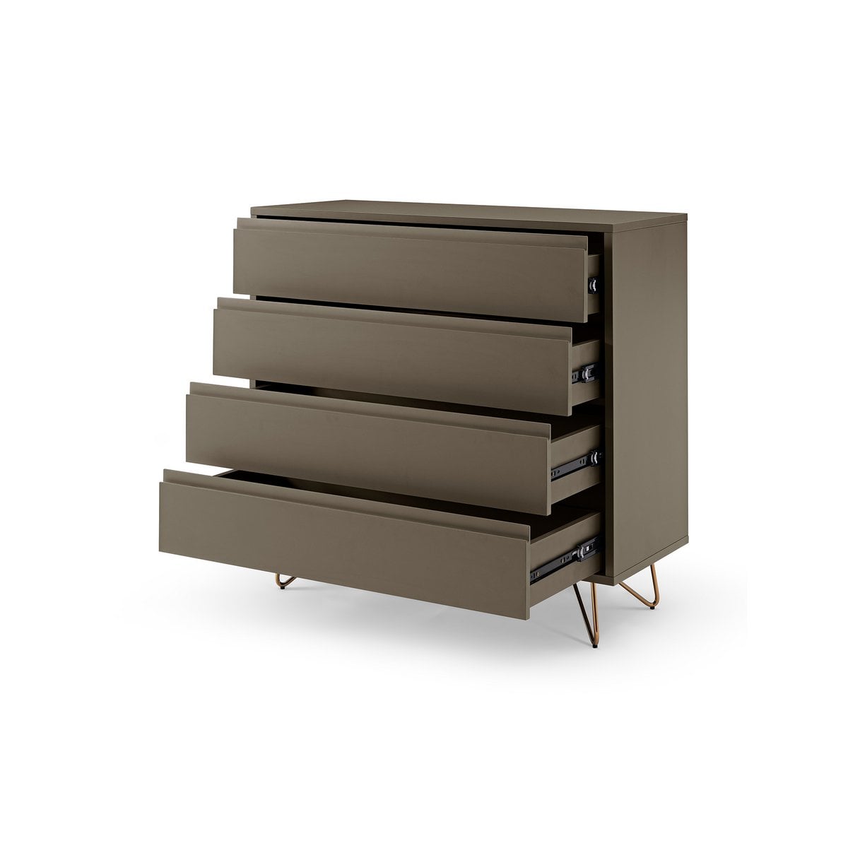 Kommode grau mit 4 Schubladen, 40 × 90 × 90 cm | VIA X SELECTION