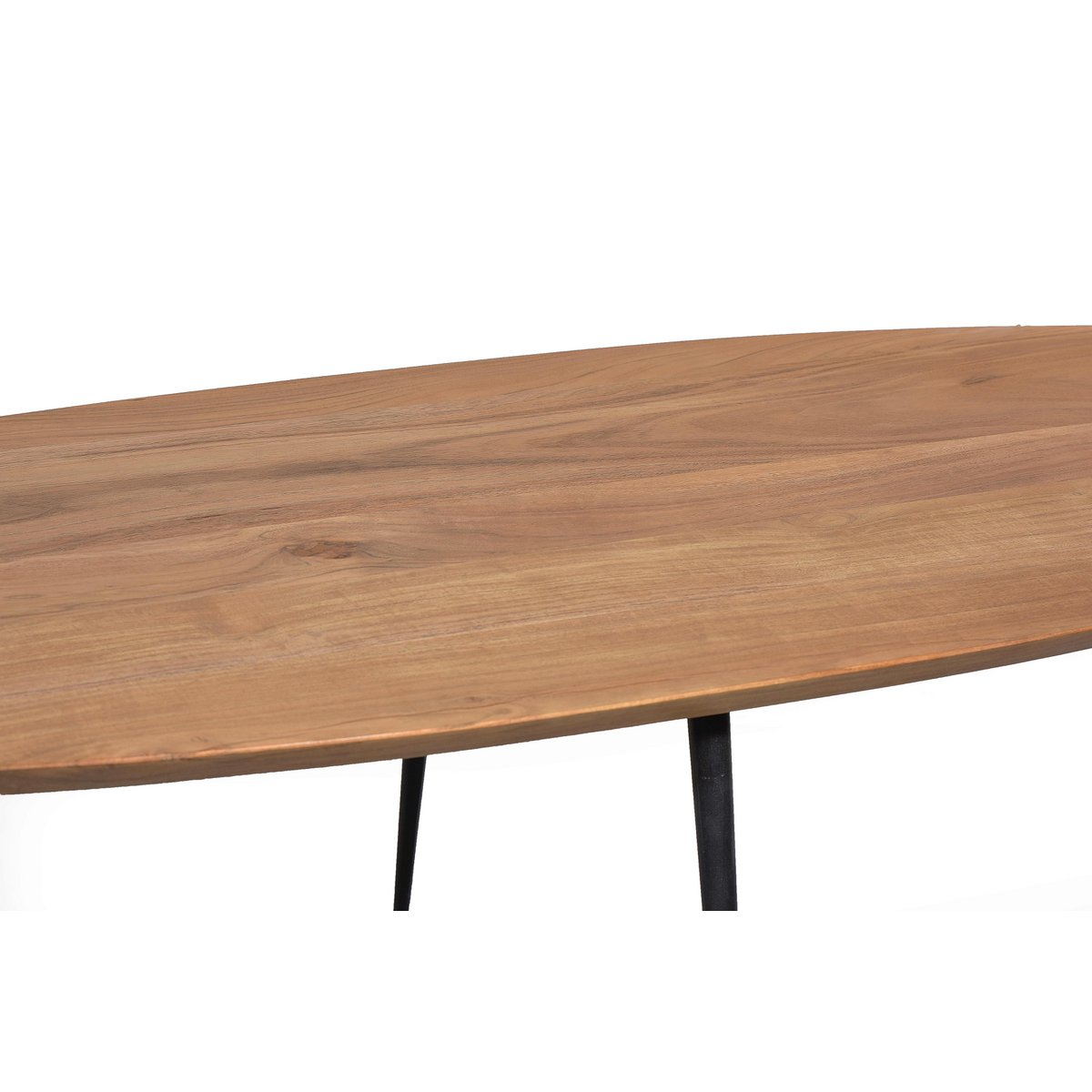 Ovaler Couchtisch aus Akazienholz und Metall, 150 × 60 × 45 cm | VIA X SELECTION
