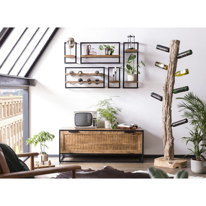 Weinregal aus recyceltem Teakholz für 13 Flaschen, 25 × 40 × 185 cm | VIA X SELECTION