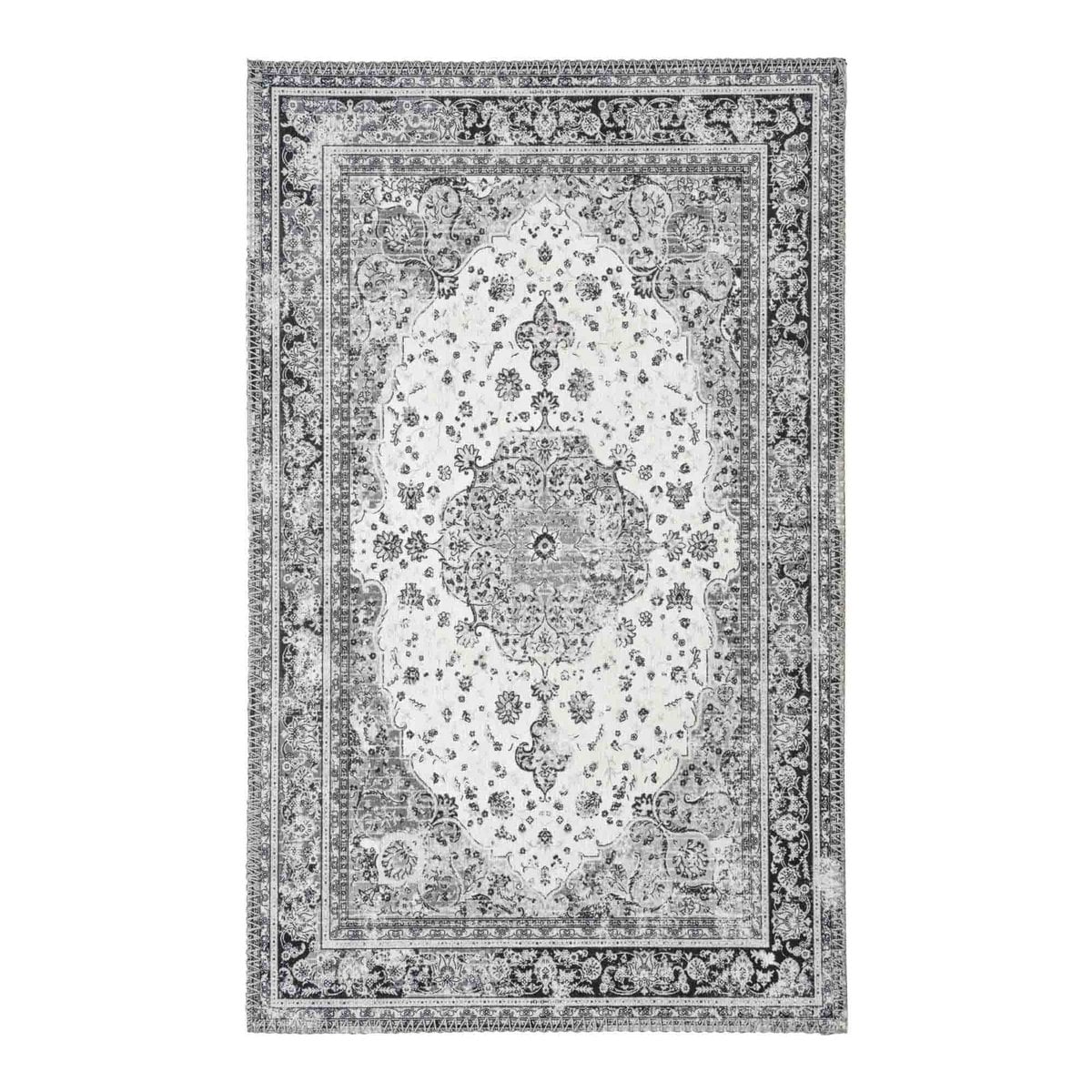 Fußmatte aus Chenille-Polyester schwarz-weiß, 50 × 80 cm | VIA X SELECTION