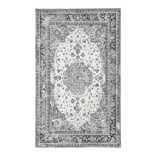 Fußmatte aus Chenille-Polyester schwarz-weiß, 50 × 80 cm | VIA X SELECTION