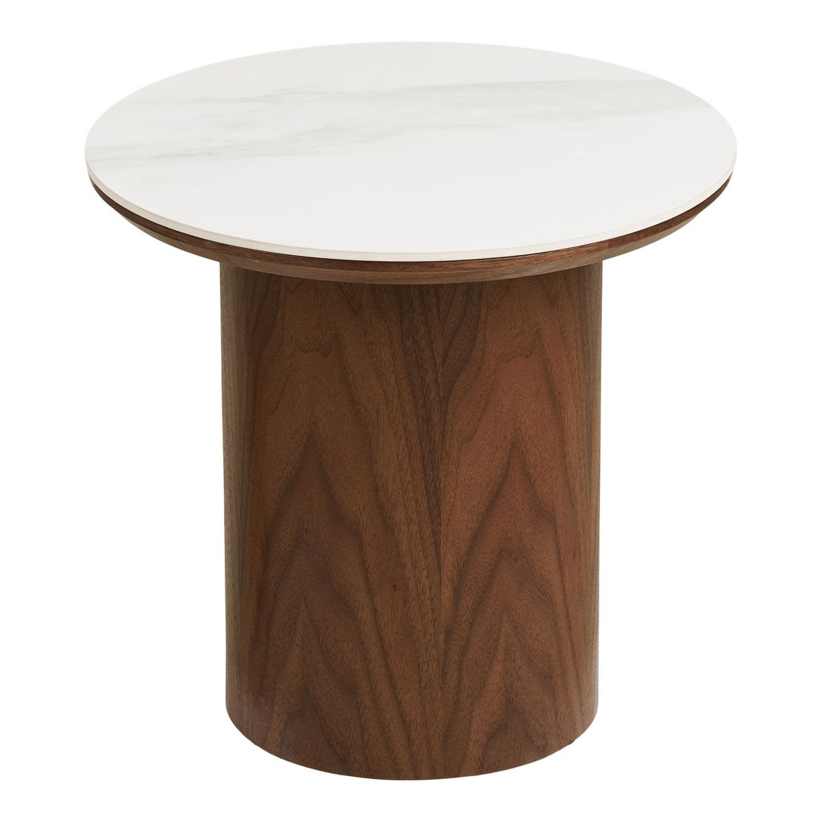 Runder Beistelltisch aus Keramik und Eschenfurnier, Ø, 40 × 38 cm | VIA X SELECTION