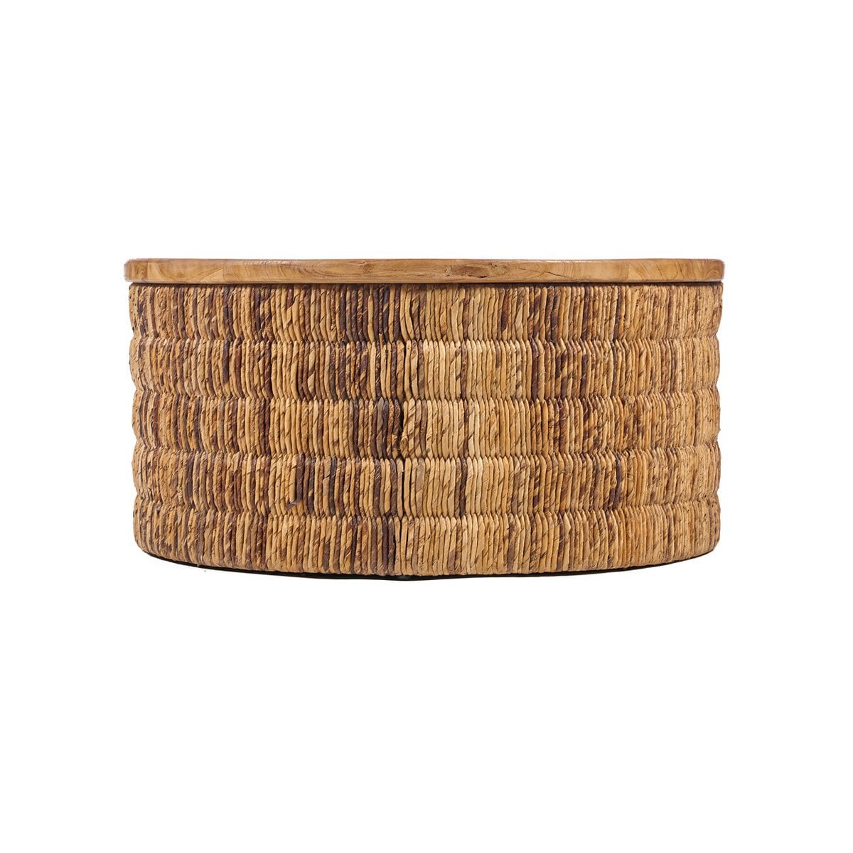 Runder Couchtisch aus Teakholz mit Abaca, Ø, 80 × 38 cm | VIA X SELECTION