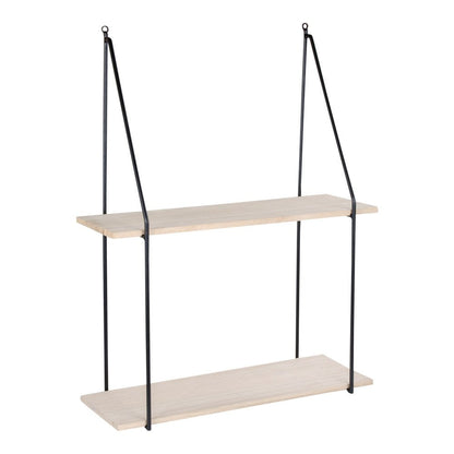 Wandregal mit 2 Holzablagen schwarz-natur, 55 × 21 × 72 cm | VIA X SELECTION
