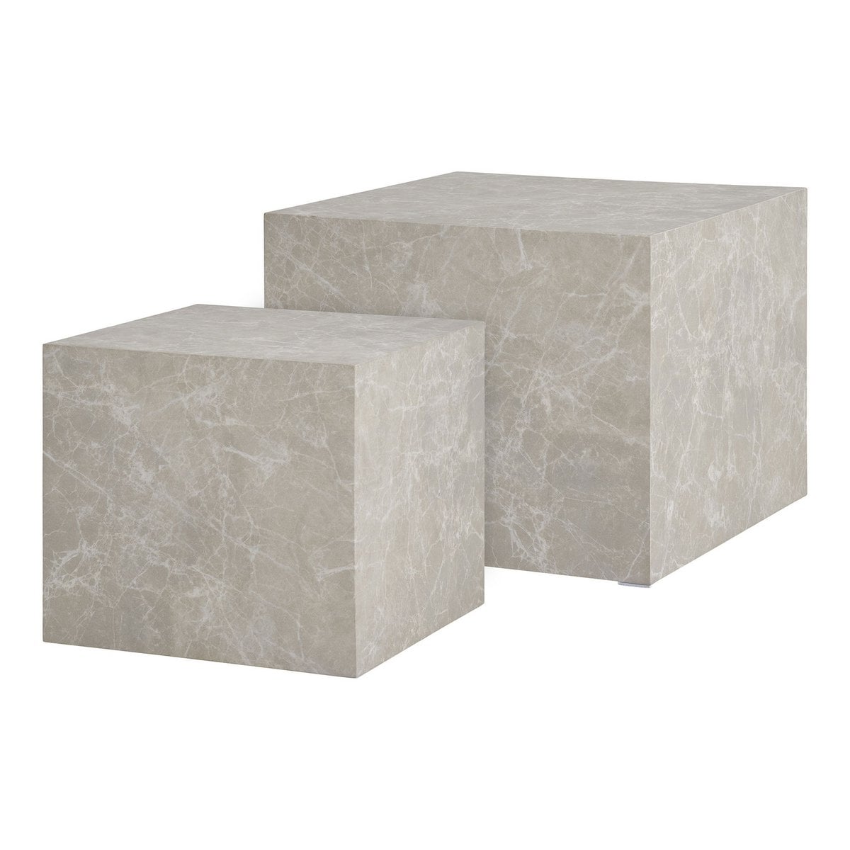 2er-Couchtisch-Set in Marmoroptik, 50 × 50 × 42 cm | VIA X SELECTION