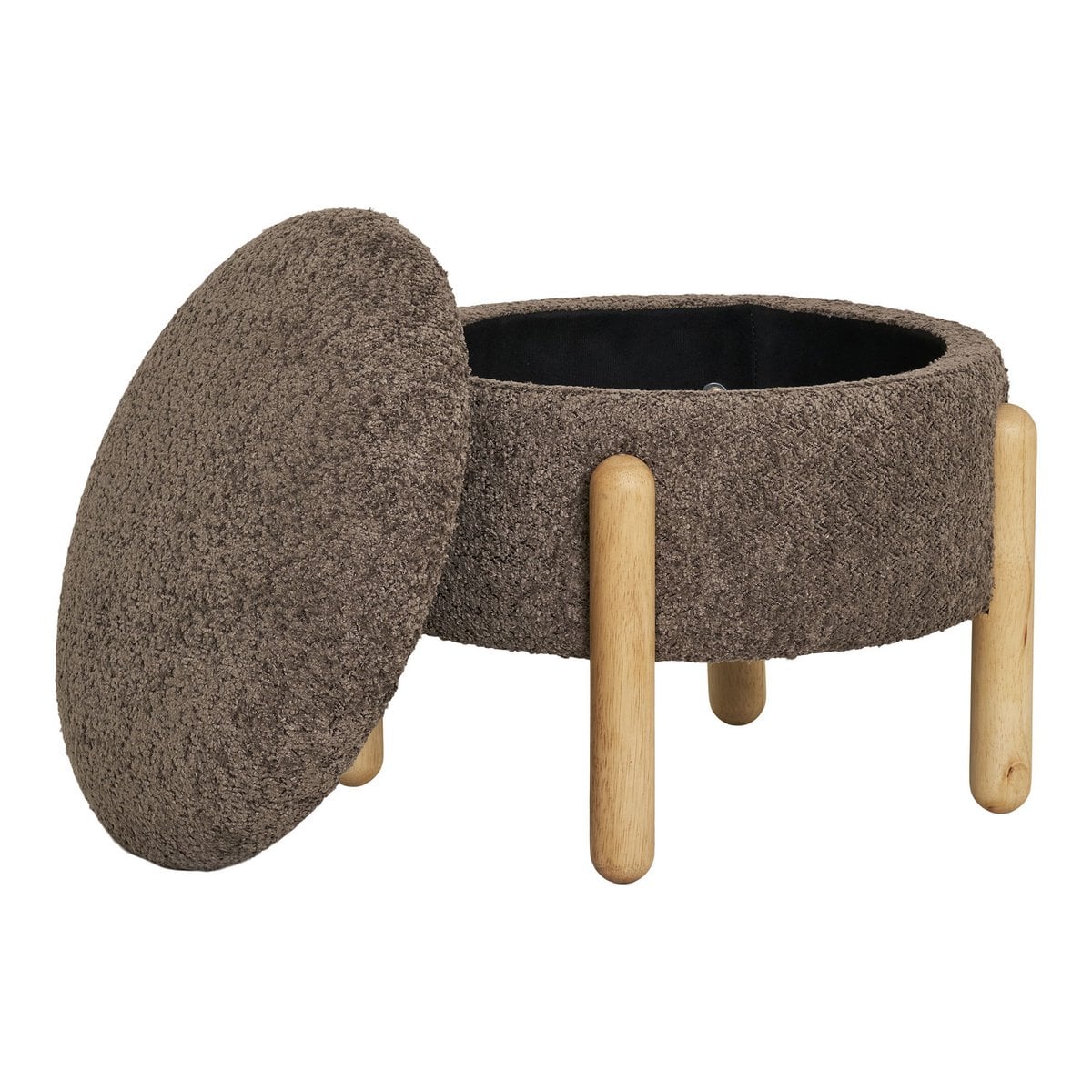 Bouclé-Pouf mit Stauraum Braun | VIA X SELECTION