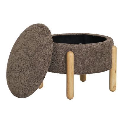 Bouclé-Pouf mit Stauraum Braun | VIA X SELECTION