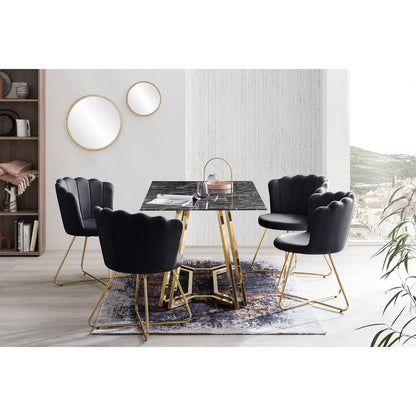Muschelstuhl aus Samt schwarz im 2er-Set | VIA X SELECTION