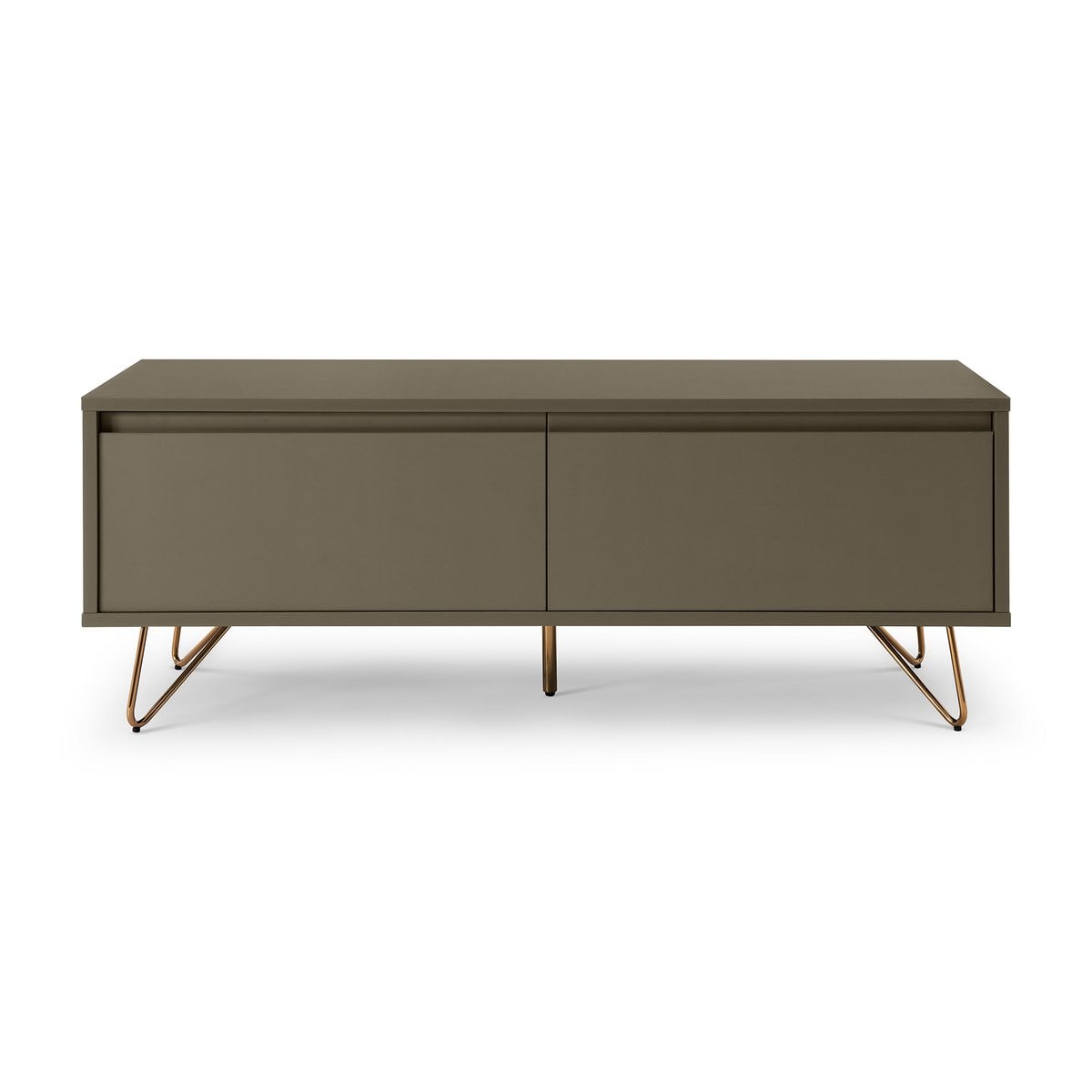 TV-Lowboard in Grau mit goldfarbenen Metallbeinen, 120 × 40 × 45 cm | VIA X SELECTION