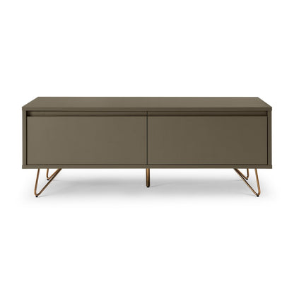 TV-Lowboard in Grau mit goldfarbenen Metallbeinen, 120 × 40 × 45 cm | VIA X SELECTION