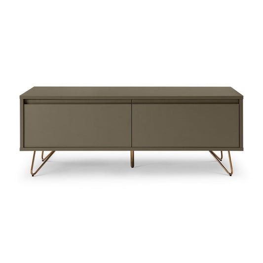 TV-Lowboard in Grau mit goldfarbenen Metallbeinen, 120 × 40 × 45 cm | VIA X SELECTION