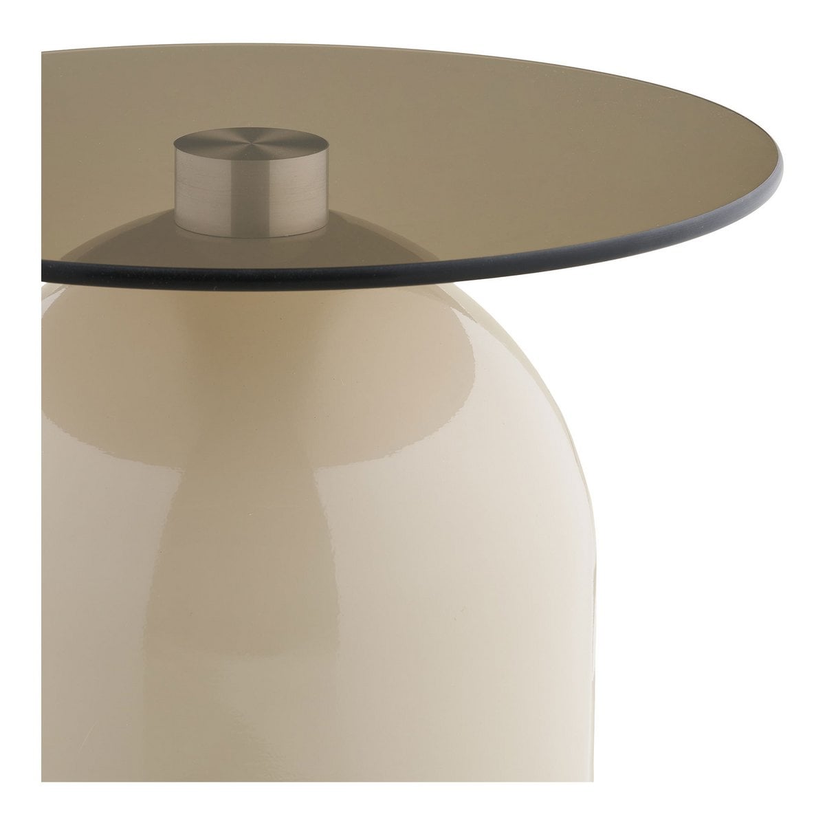 Runder Beistelltisch aus Metall und Glas in Grau-Beige, Ø, 40 × 52 cm | VIA X SELECTION
