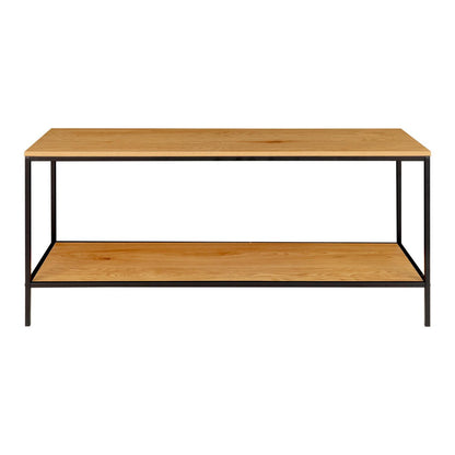 Offenes TV-Lowboard in Eichenoptik mit schwarzem Stahlgestell, 100 × 36 × 45 cm | VIA X SELECTION