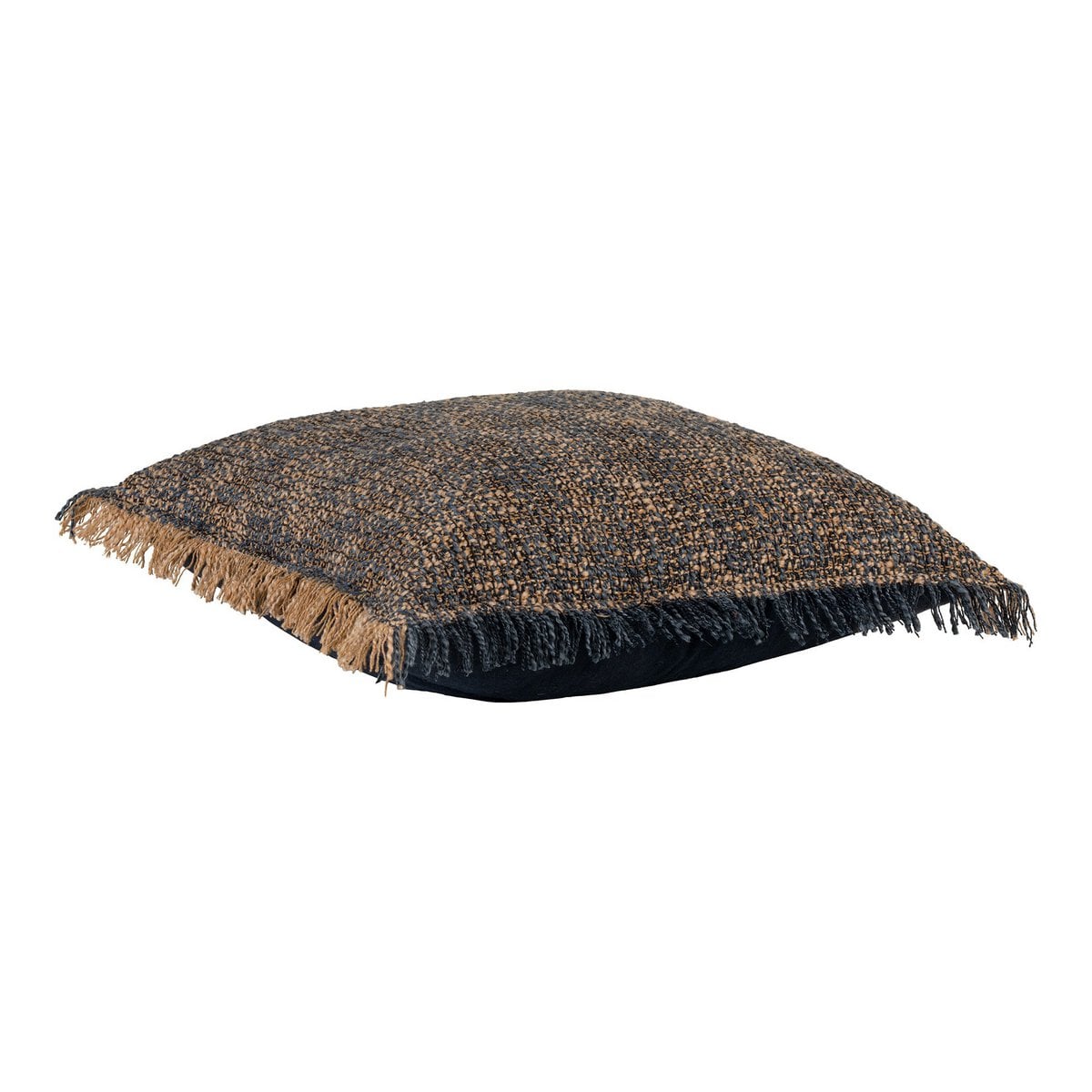 Kissen aus Baumwollmix blau-gelb mit Fransen, 45 × 45 cm | VIA X SELECTION