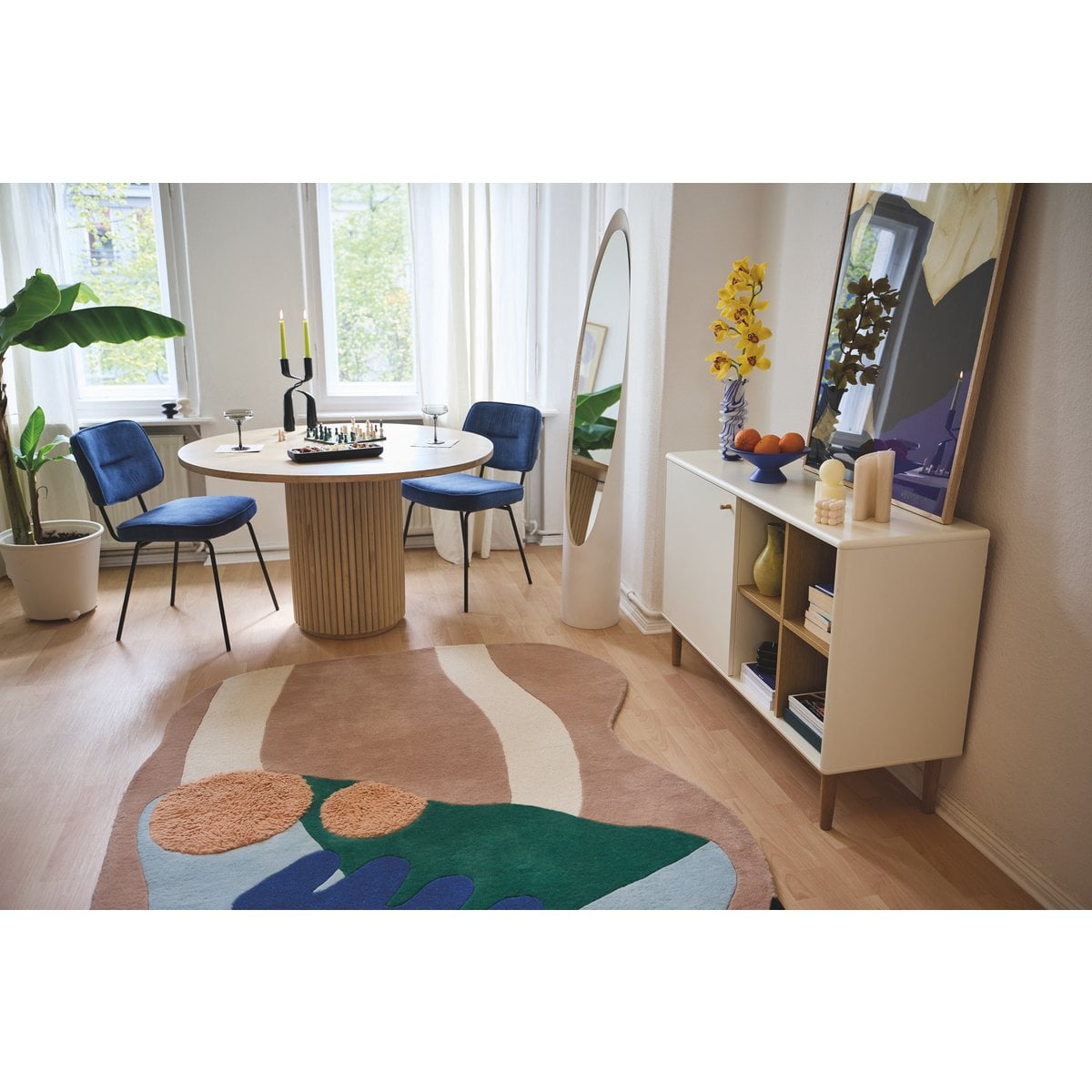 TOM TAILOR Home runder Esstisch Mangoholz gerippter Mittelfuß 120 cm | VIA X SELECTION