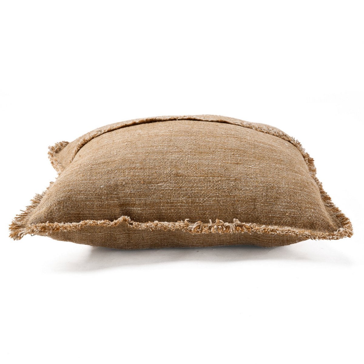 Kissenbezug aus Leinen in Natur und Braun mit Fransen, 50 × 50 cm | VIA X SELECTION