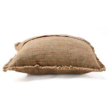 Kissenbezug aus Leinen in Natur und Braun mit Fransen, 50 × 50 cm | VIA X SELECTION