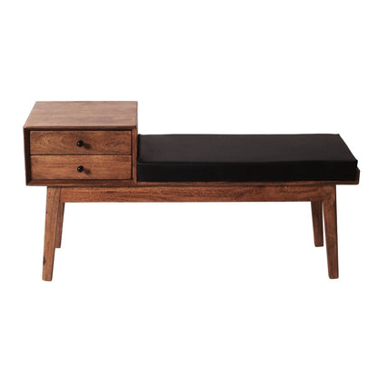 Sitzbank aus Mangoholz braun 120 cm mit Schublade | VIA X SELECTION