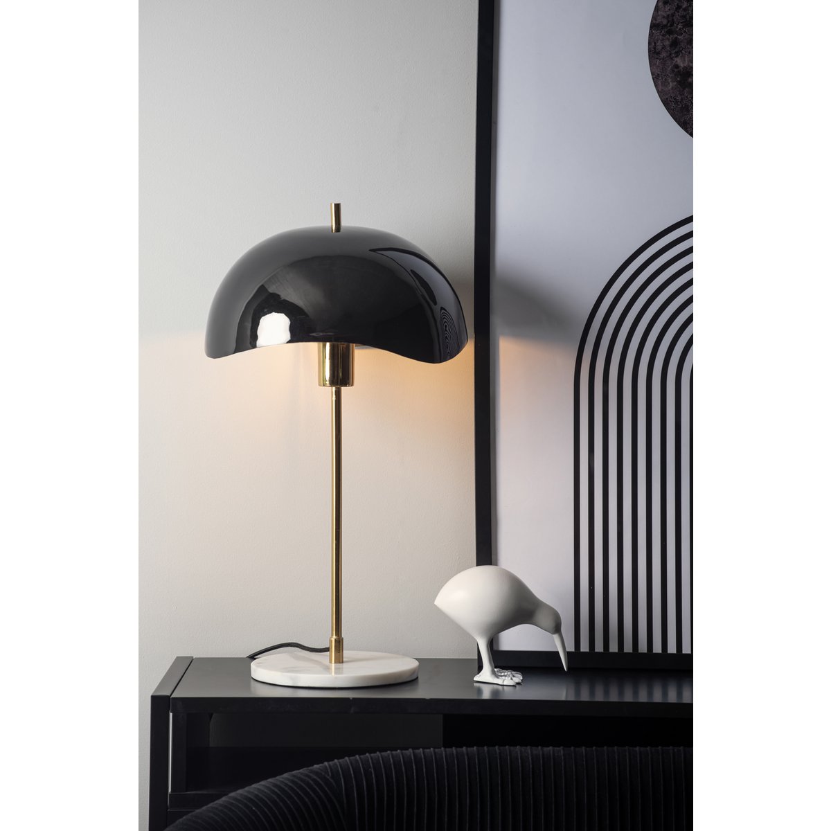 Leitmotiv Waved Dome Tischleuchte in Schwarz | VIA X SELECTION