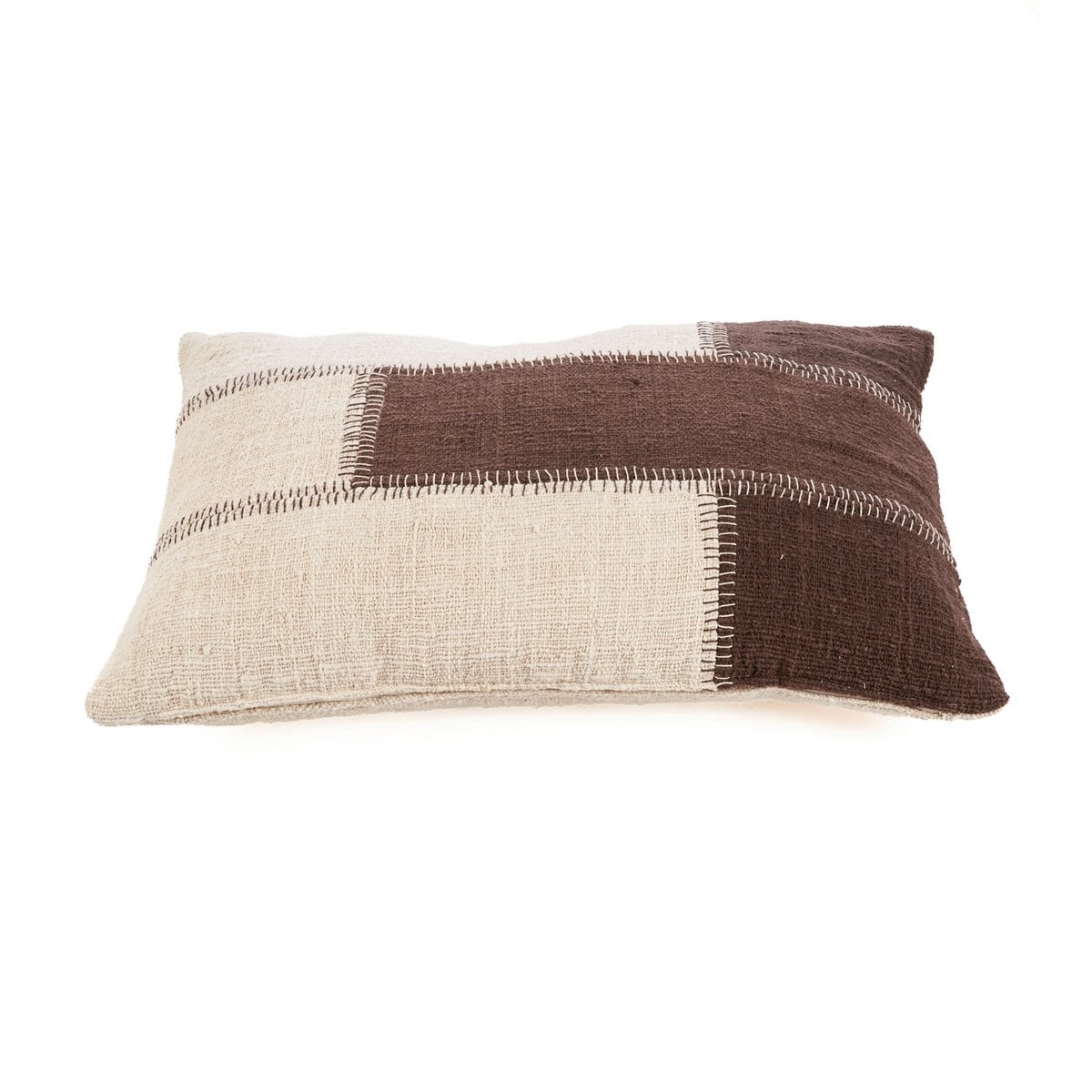 Kissenbezug aus Baumwolle mit Patchwork in Natur-Braun, 50 × 70 cm | VIA X SELECTION