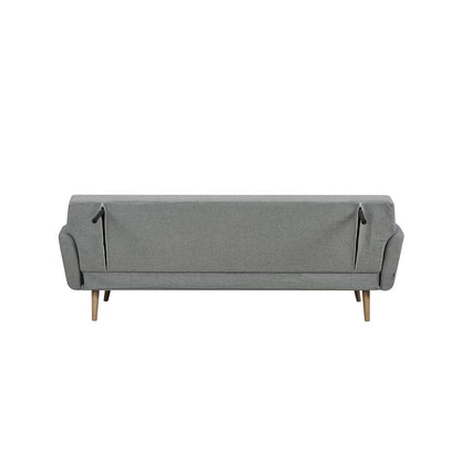 Schlafsofa in hellgrauem Feinstrukturstoff mit Holzgestell | VIA X SELECTION