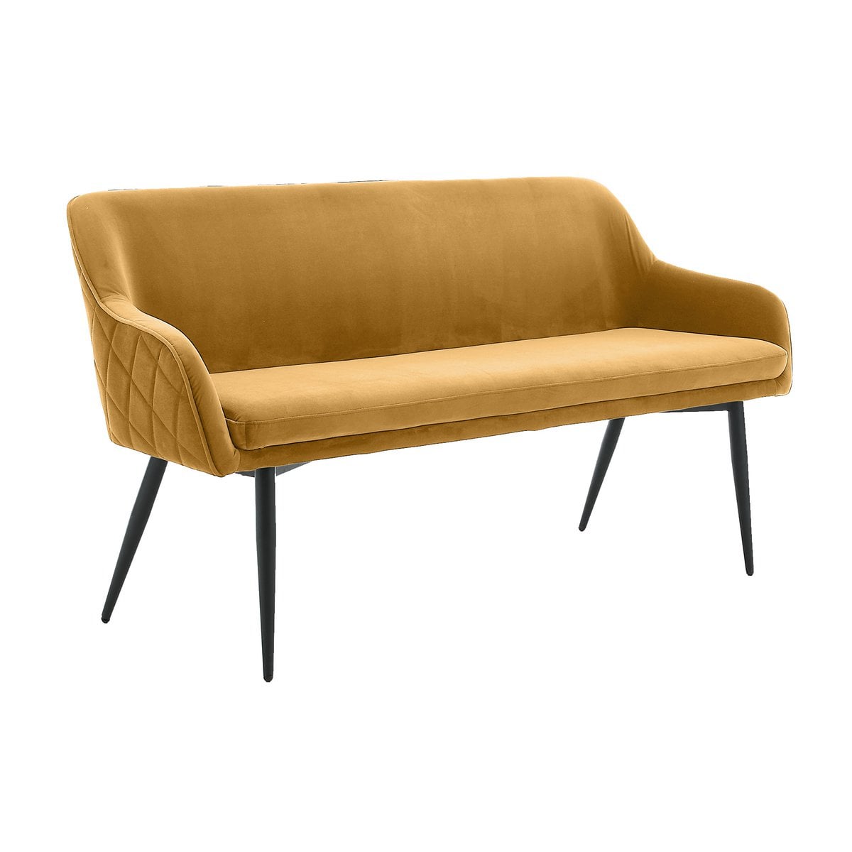 Sitzbank aus Samt senfgelb 160 cm mit Rautensteppung | VIA X SELECTION