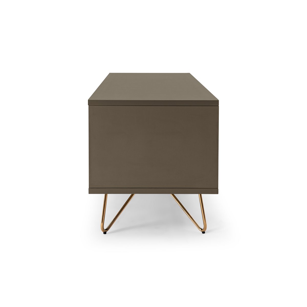 TV-Lowboard in Grau mit goldfarbenen Metallbeinen, 120 × 40 × 45 cm | VIA X SELECTION
