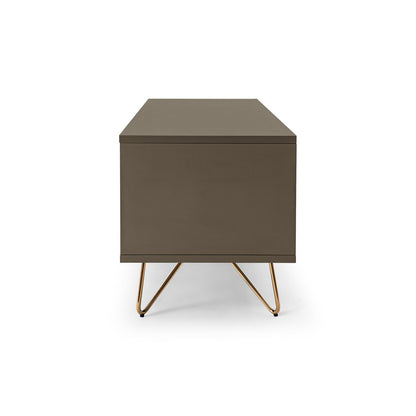 TV-Lowboard in Grau mit goldfarbenen Metallbeinen, 120 × 40 × 45 cm | VIA X SELECTION