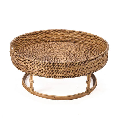 Rundes Rattan-Tablett in Naturbraun, Ø 50 cm | VIA X SELECTION