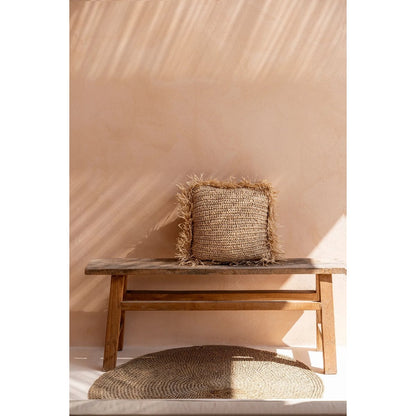 Großer Kissenbezug aus Raffia in Naturton, 60 × 60 cm | VIA X SELECTION