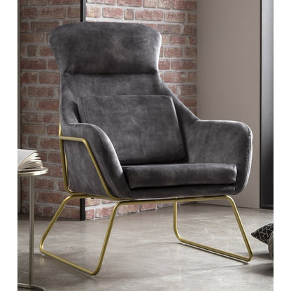 Relaxsessel aus Velours grau mit goldfarbenem Gestell | VIA X SELECTION