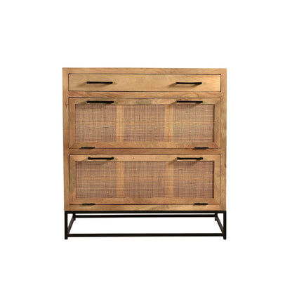 Schuhschrank mit Rattanfront und Schublade 40 × 84,5 × 91 cm | VIA X SELECTION