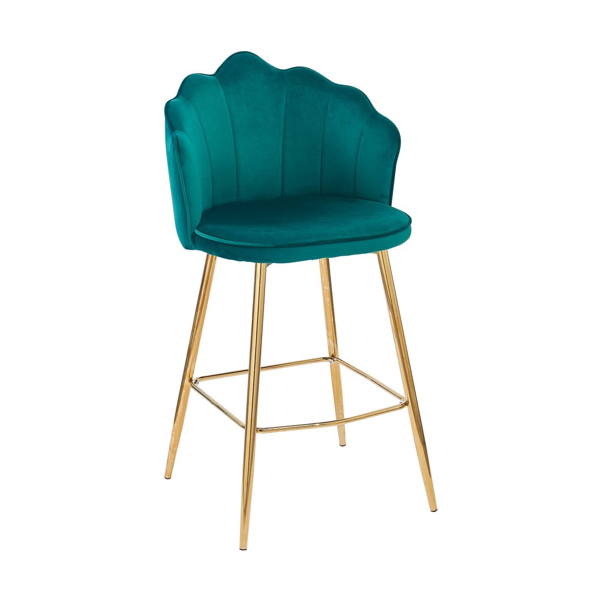Barhocker im Muscheldesign aus Samt grün im 2er-Set | VIA X SELECTION