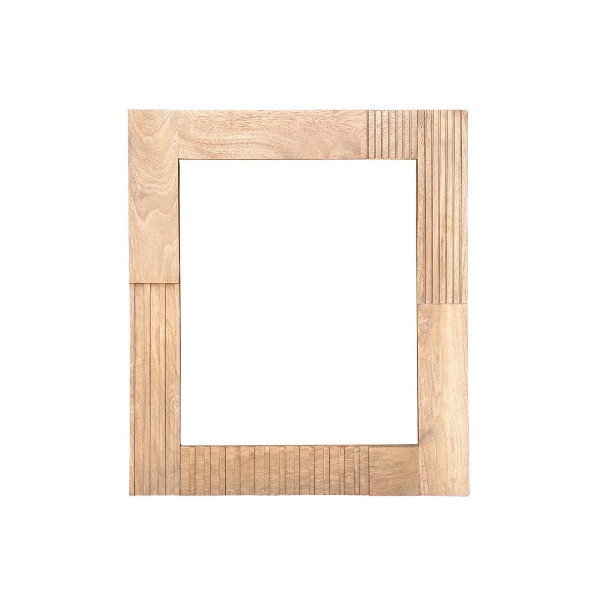 Wandspiegel mit Lamellenrahmen aus Mangoholz, 68 × 79 cm | VIA X SELECTION