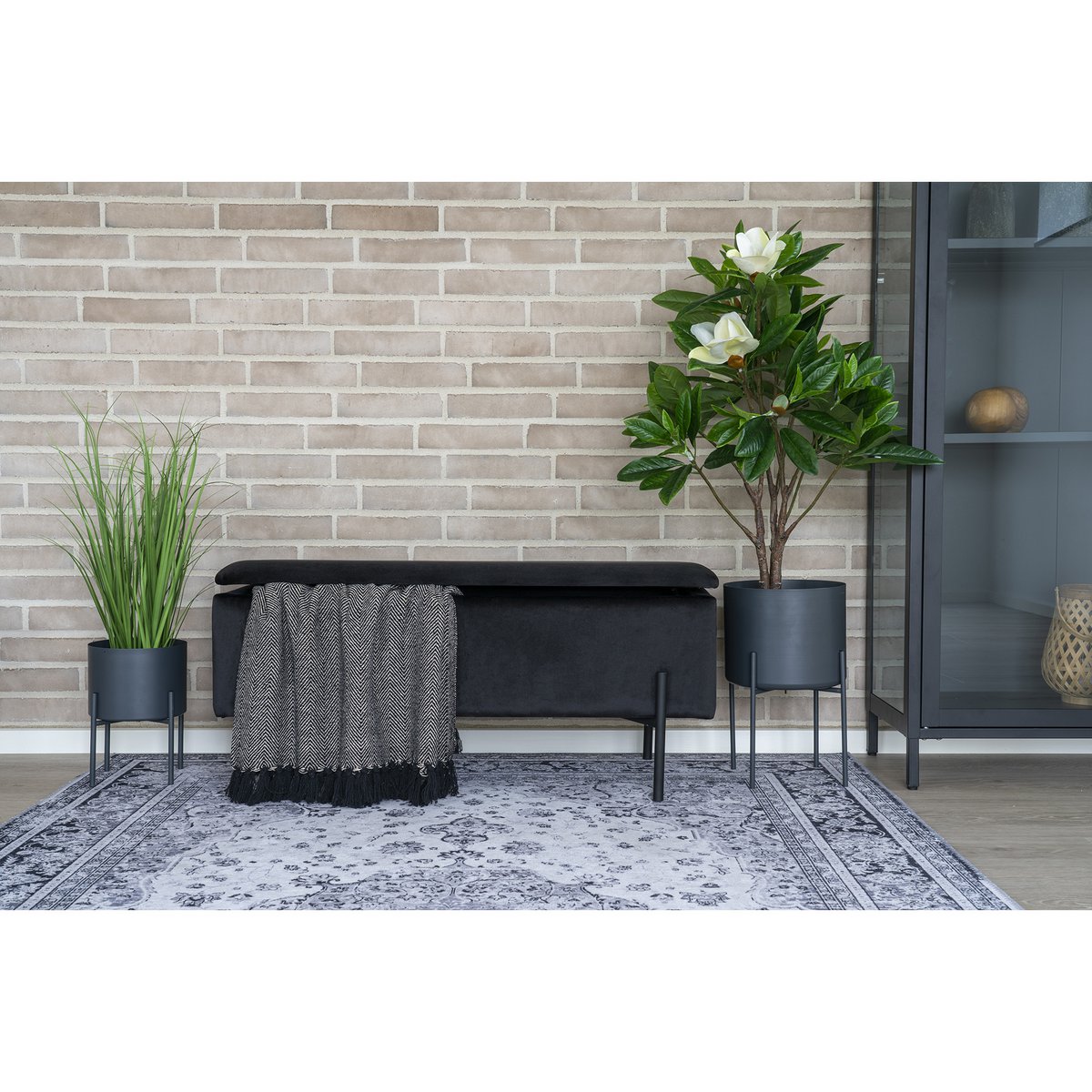 Sitzbank aus Samt schwarz 95 cm mit Stauraum | VIA X SELECTION