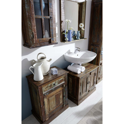 Wandspiegel aus Altholz mit schmaler Ablage, 68 × 79 cm | VIA X SELECTION
