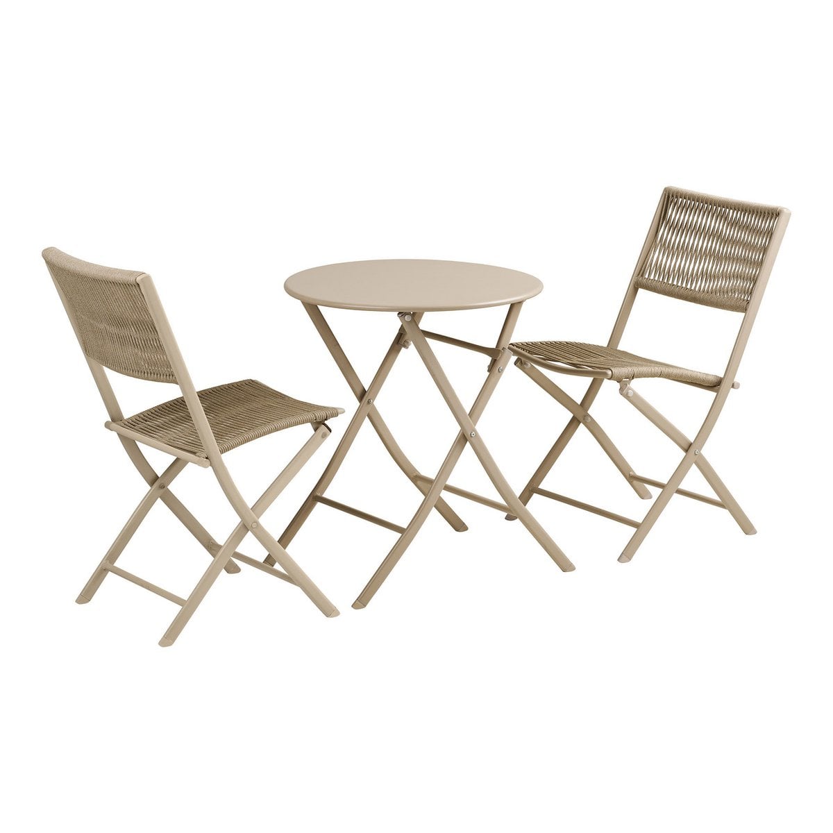 Bistro-Set in Taupe mit zwei Stühlen und Tisch | VIA X SELECTION