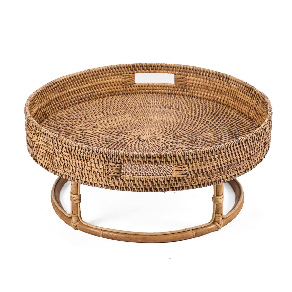Rundes Rattan-Tablett in Naturbraun, Ø 50 cm | VIA X SELECTION