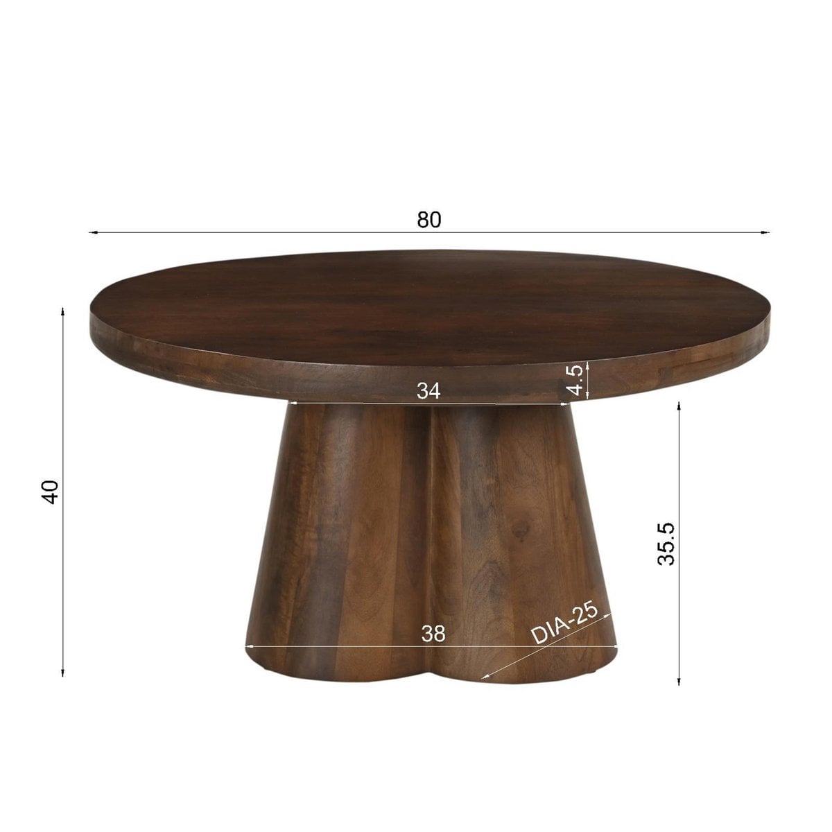 Runder Couchtisch aus Mangoholz, Ø, 80 × 40 cm | VIA X SELECTION