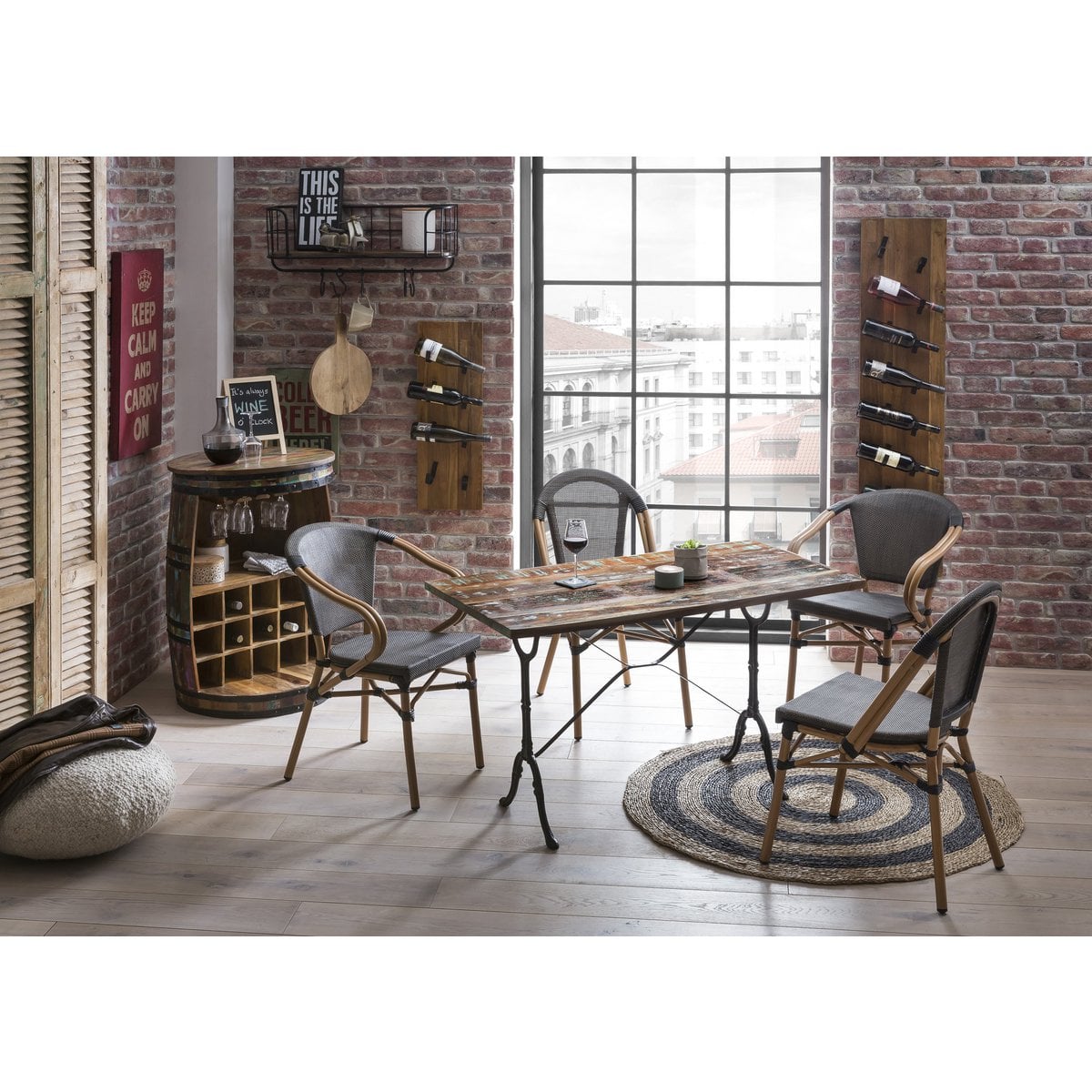 Bistrotisch Altholz bunt Gussgestell, 120 × 65 cm | VIA X SELECTION