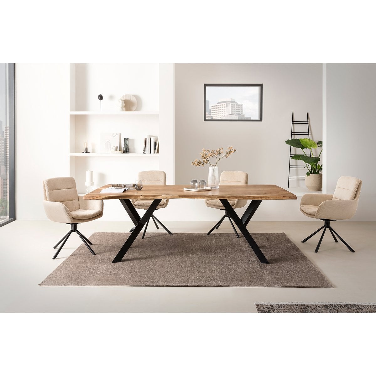 Esstisch Akazienholz Naturkante Y-Metallgestell, 200 × 100 cm | VIA X SELECTION