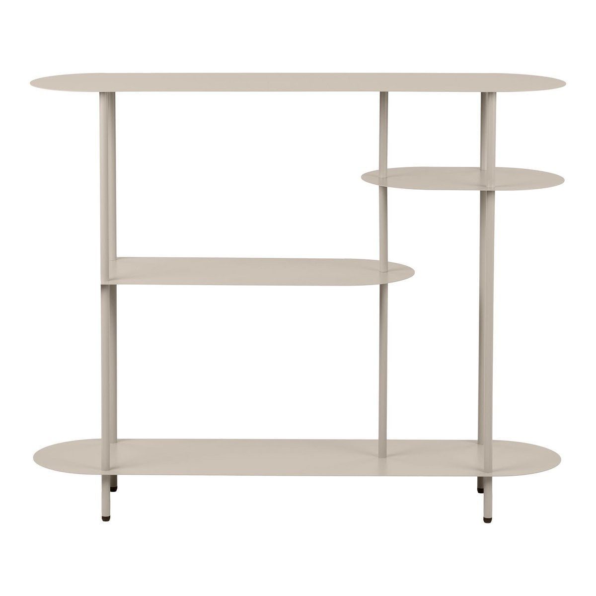 Sandfarbenes Metallregal, 31 × 118 × 97 cm | VIA X SELECTION