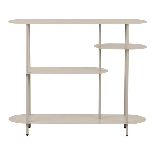 Sandfarbenes Metallregal, 31 × 118 × 97 cm | VIA X SELECTION