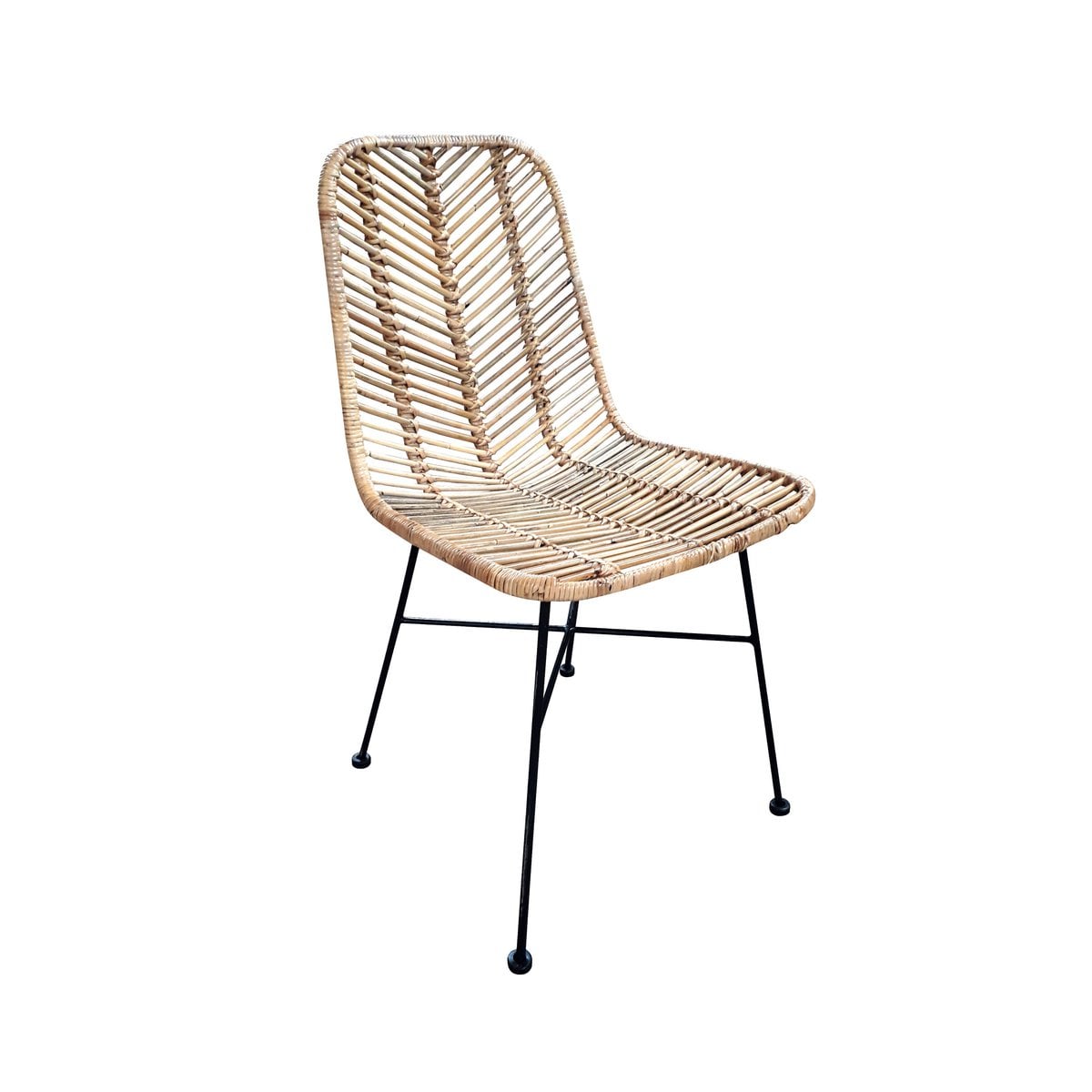 Esszimmerstuhl aus Rattan mit schwarzem Metallgestell im 2er-Set | VIA X SELECTION