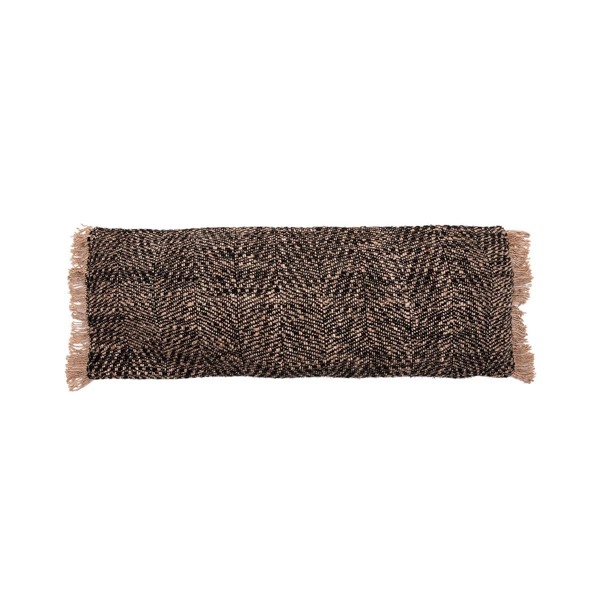 Langer Kissenbezug aus Baumwolle in Schwarz und Kupfer, 35 × 100 cm | VIA X SELECTION
