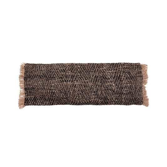 Langer Kissenbezug aus Baumwolle in Schwarz und Kupfer, 35 × 100 cm | VIA X SELECTION