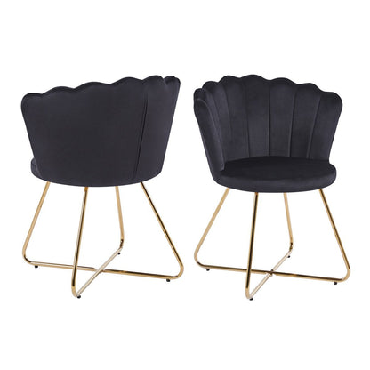 Muschelstuhl aus Samt schwarz im 2er-Set | VIA X SELECTION