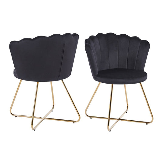 Muschelstuhl aus Samt schwarz im 2er-Set | VIA X SELECTION